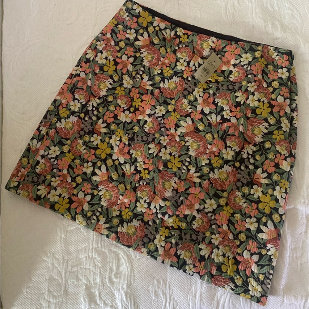 LOFT Multicolor Floral Skirt